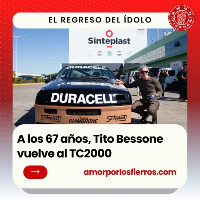 ¡Tito Bessone vuelve a las pistas! Con 67 años, el histórico piloto argentino regresa al TC2000 en una fecha que promete ser inolvidable. Un hito para el automovilismo nacional y un guiño a los fanáticos de siempre.

👉 Leé la historia completa y descubrí todos los detalles de este regreso legendario:

https://amorporlosfierros.com/a-los-67-anos-tito-bessone-vuelve-al-tc2000/

#TitoBessone #TC2000 #AutomovilismoArgentino #LeyendaEnPista #DeporteMotor #SUVenTC2000 #AmorPorLosFierros #RegresoÉpico